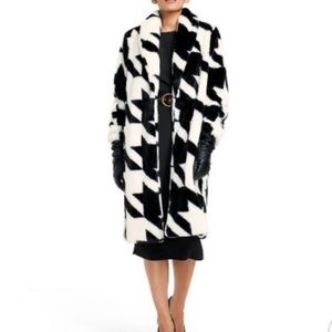 Sergio Hudson Houndstooth Faux Fur Coat…